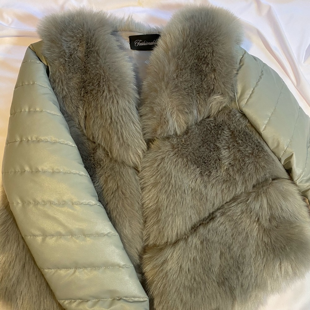 Grey Fur/ Leather Jacket